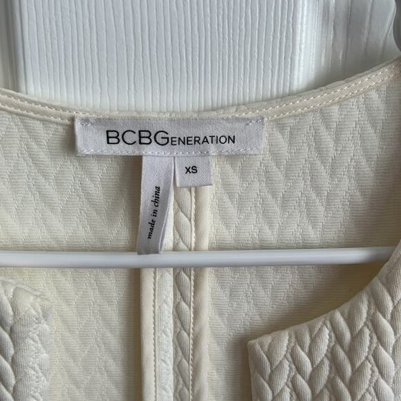 BCBGeneration Sleeveless Vest Duster Pockets Cream Textured XS - Picture 4 of 11